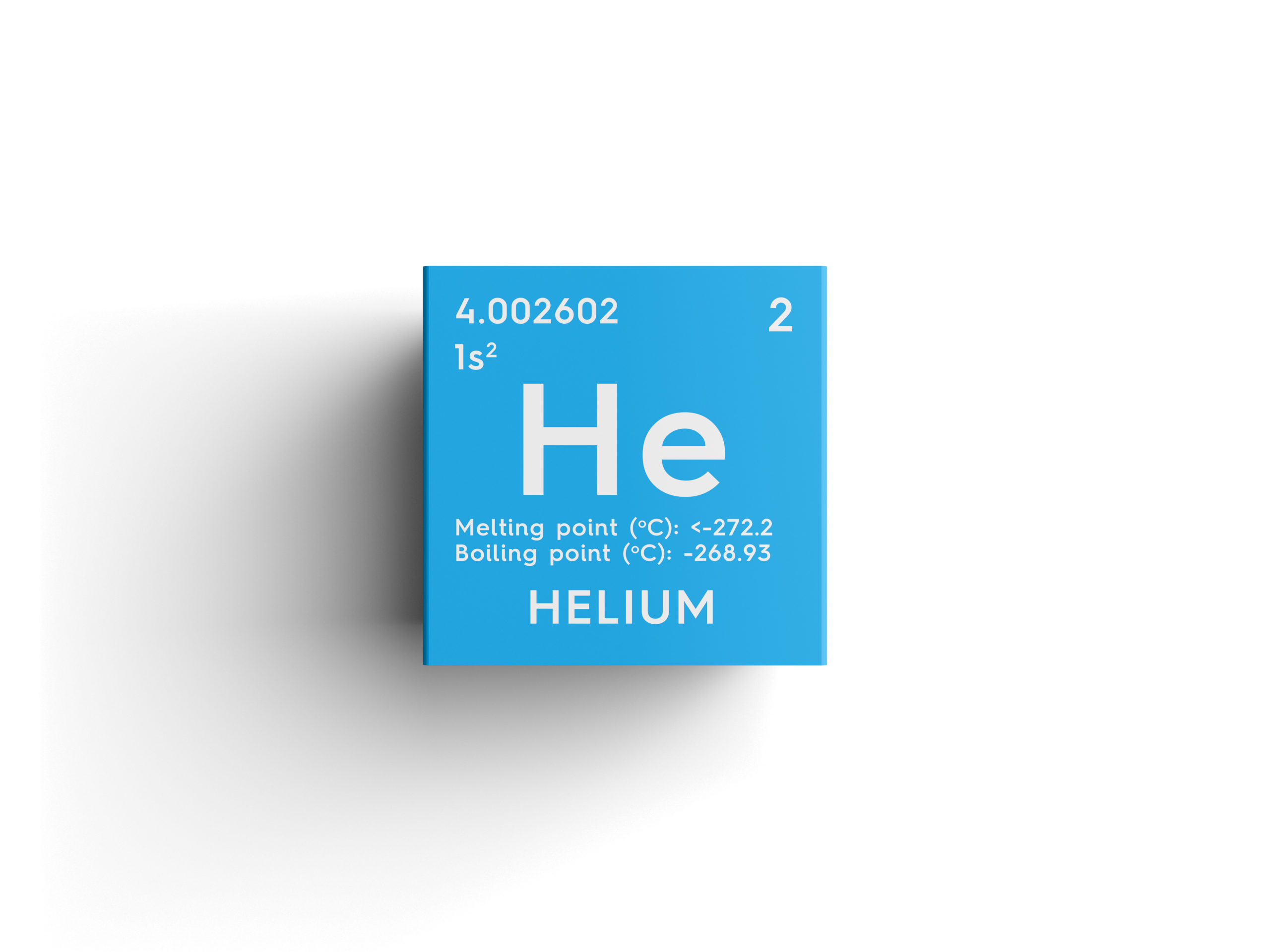 Helium. Noble Gases. Chemical Element Of Mendeleev's Periodic Table. Helium In Square Cube Creative Concept.